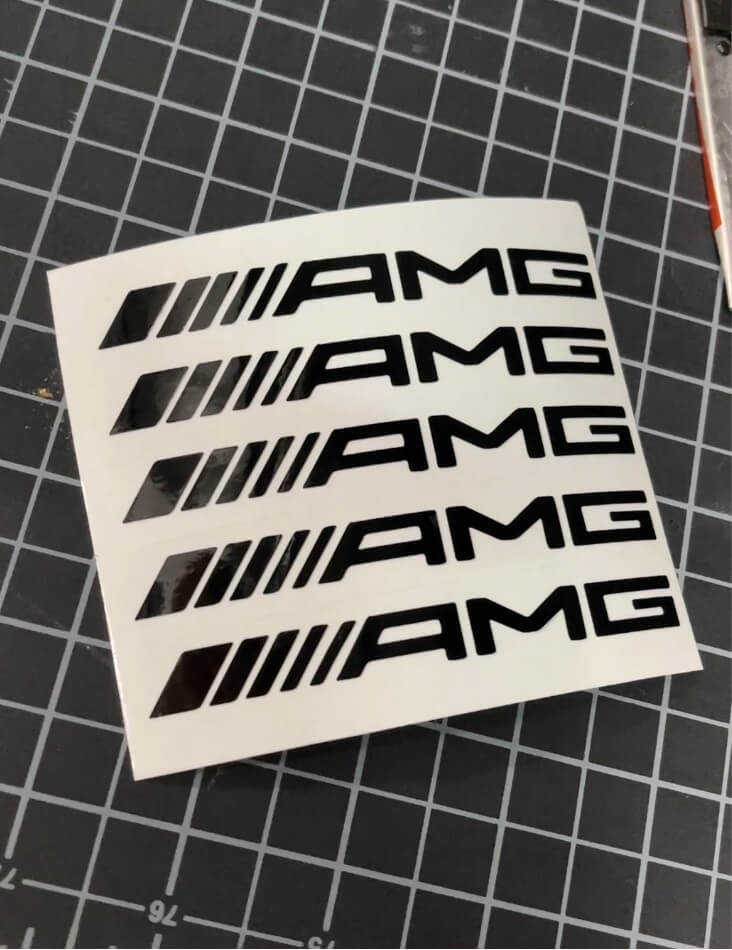 Stickers in silver using 3m vinyl. Decals in different designs